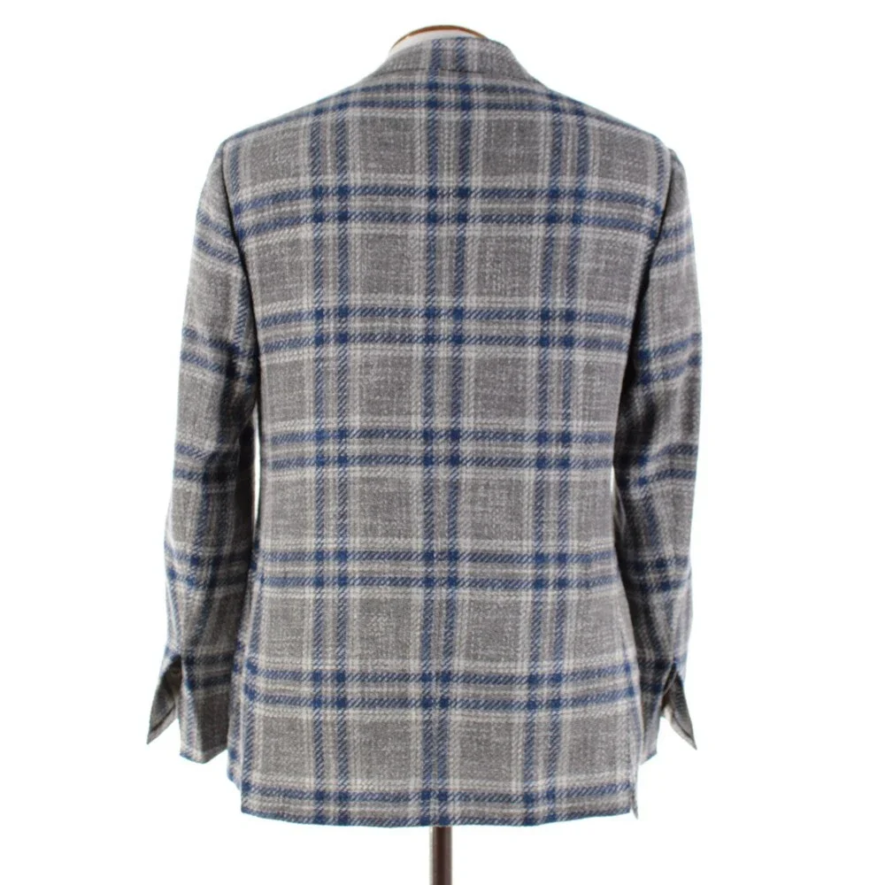 Sartorio Kiton NWT Wool Blend Sport Coat Size 50R (40R US) Gray w/ Blue & White